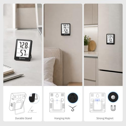 DOQAUS Digital Hygrometer Indoor Thermometer Humidity Meter, Black - color: Black