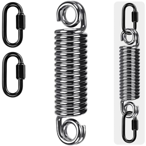 SELEWARE Heavy Duty Heavy Bag Spring for Punching Bags up to 300 lbs - color: Silver-1 Pcs Straight Spring with 2 Pcs Carabiners