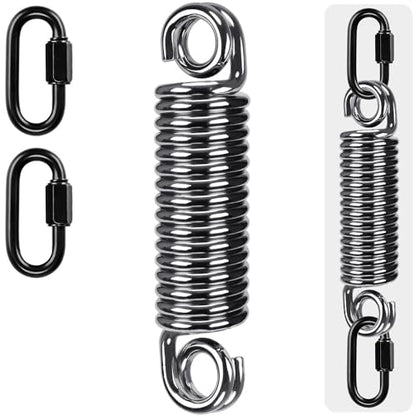 SELEWARE Heavy Duty Heavy Bag Spring for Punching Bags up to 300 lbs - color: Silver-1 Pcs Straight Spring with 2 Pcs Carabiners
