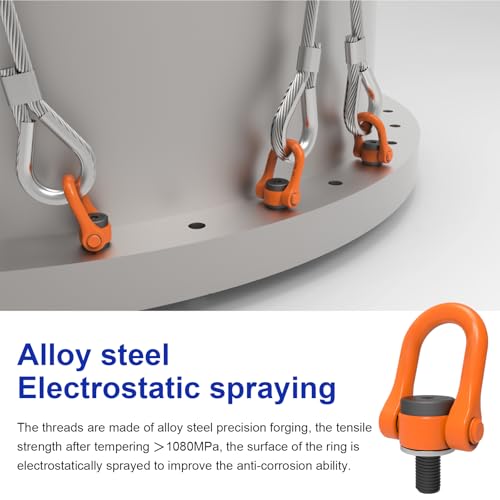 2 Pcs Swivel Eye Bolt, UNC Thread Universal Heavy Duty Swivel Hoist Rings 1/2" x 21 Max Load 3300 Lbs 360°Rotation Made of Alloy Steel, Tensile Strength > 1080MPa - size: 1/2" x 21