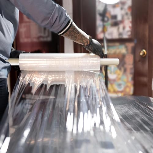 PSBM Stretch Film/Wrap with Extended Core Handles, 1 Roll 20 Inch x 1000 Feet 70 Gauge Heavy Duty Clear Plastic Wrap Industrial Strength Shrink Film for Moving, Packing & Shipping - size: 1 Pack, style: 70 Gauge