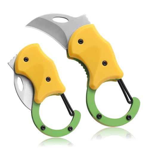 Small Pocket Knife for Men, Pocket Utility Knife with 1.38''Sharp Blade, Cute Folding Knife Box Cutter, Mini EDC Knives for Everyday Carry, Ideal Gifts for Men and Women（Yellow） - color: Yellow