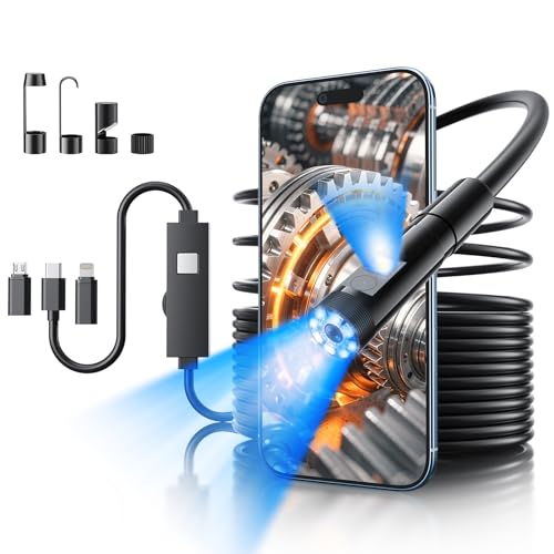 Endoscope Camera with Light, 1920P HD Borescope with 8 Lights (Dual Lens)
