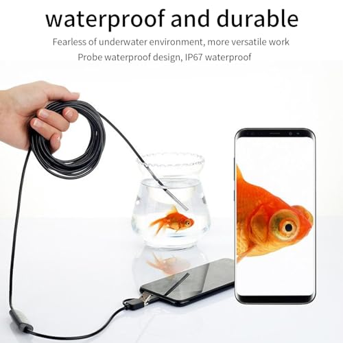 Endoscope Camera, USB Phone Borescope & Industrial Inspection Snake Camera, 7mm Probe with 6 LED Lights, IP67 Waterproof, for Android, Windows, and Pipe Sewer Drain (1 Meter / 3.3ft)