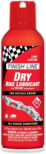Finish Line Dry Bike Chain Lube – Ceramic Dry-Film Lubricant – Dirt & Dust Resistant - color: 8 Ounce Aerosol, style: Aerosol