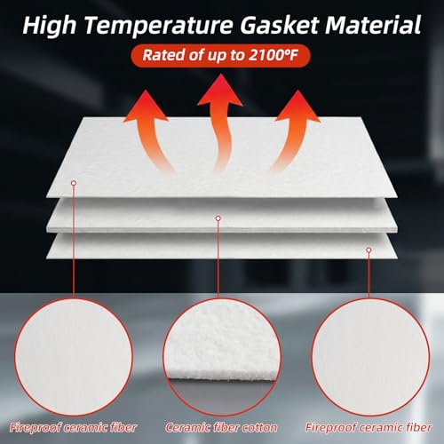 4 Piece High Temperature Gasket Paper Material 7"x10"x1/8" Thick Ceramic Fiber Gasket Paper High Temperature Fireproof Insulation Sheet for Wood Stove Pellet Stove Boiler Kiln Furnace Forge DIY Cut