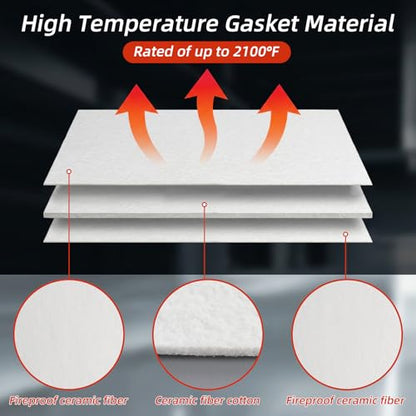 4 Piece High Temperature Gasket Paper Material 7"x10"x1/8" Thick Ceramic Fiber Gasket Paper High Temperature Fireproof Insulation Sheet for Wood Stove Pellet Stove Boiler Kiln Furnace Forge DIY Cut
