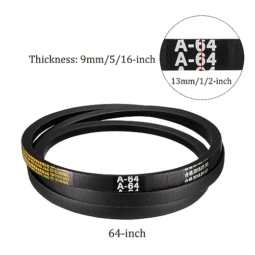 A-64 Drive V-Belt - [64-inch Inside Circumference] A-Section Rubber Drive Belt Wrapped for Transmission Use - size: A-64