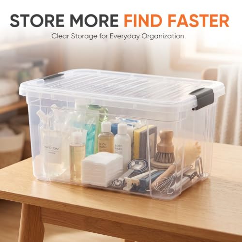 Superio 11 Quart Clear Plastic Storage Boxes with Lids, Stackable Organizer Containers, BPA-Free Storage Bins for Home, Office, School & Dorm, 1 Pack - size: 14.15" x 10" x 6.5"