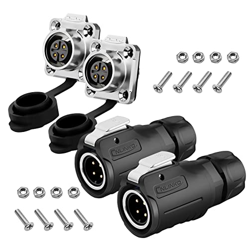 2 Pcs 4 Pin Waterproof Connector, Industrial Solder Connector, Aviation Wire Connector for Industrial, Power, Car, and Other Indoor/Outdoor Male and Female Connector - style: 4 PIN,2 PCS