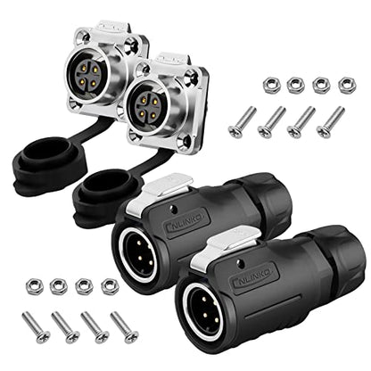 2 Pcs 4 Pin Waterproof Connector, Industrial Solder Connector, Aviation Wire Connector for Industrial, Power, Car, and Other Indoor/Outdoor Male and Female Connector - style: 4 PIN,2 PCS