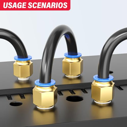 6MM OD Black Polyurethane PU Air Hose Line Kit with Push-to-Connect Fittings for Compressed Air 10 Meter/32.8ft (Pack of 29) - color: Black, size: 6MM OD