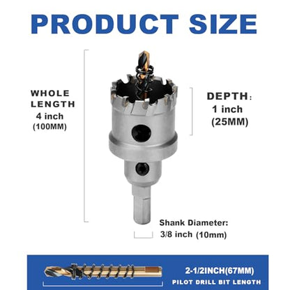 1-1/8" (29mm) Tungsten Carbide Tip Hole Saw,Hole Saw with M2 Pilot bits - size: 1-1/8" (29mm)