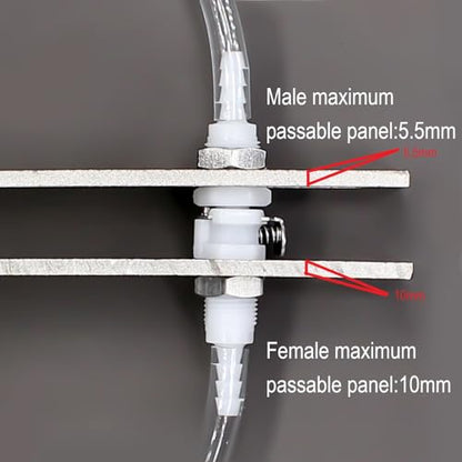 2Pcs 1/8" Plastic Panel Mounting Hose Barb Quick Connector Disconnect - size: 1/8 Inch
