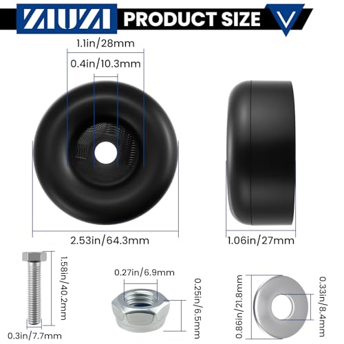 2 Pack Anti-Vibration Rubber Foot Pads with Screws & Lock Nuts - size: 1 x 2.5 Inch, 2 Pack