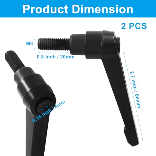 Adjustable Clamping Lever Handles, M8x20, 2 Pack - size: M8x20mm