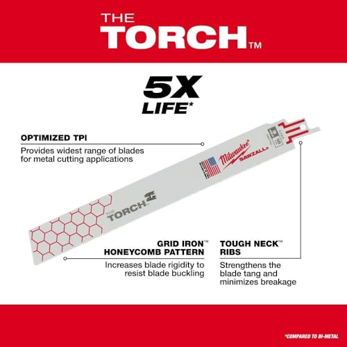 Milwaukee Tool 6" 14 TPI The Torch Sawzall Blade (5 Pk) 48-00-5782
