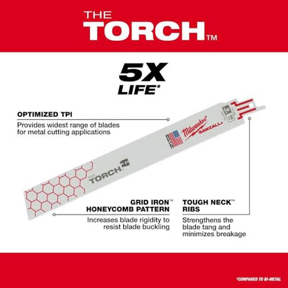 Milwaukee Tool 6" 14 TPI The Torch Sawzall Blade (5 Pk) 48-00-5782
