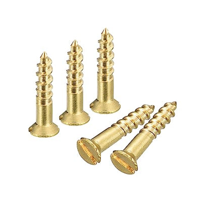 uxcell Brass Wood Screws, 30Pcs M2 x 10mm Slotted Drive Flat Head Self Tapping Screw Countersunk for Woodworking Furniture - size: M2 x 10mm