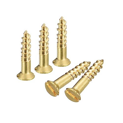 uxcell Brass Wood Screws, 30Pcs M2 x 10mm Slotted Drive Flat Head Self Tapping Screw Countersunk for Woodworking Furniture - size: M2 x 10mm