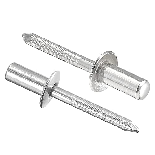 uxcell Blind Rivets, 304 Stainless Steel Pull Rivets Core Decoration Rivets 6.4mm Diameter 14mm Grip Length Close End Silver Tone, 25pcs - size: 6.4mm x 14mm