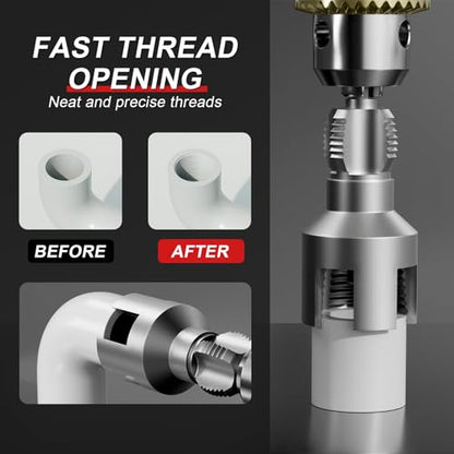 Integrated Internal External Pipe Threading Tool (1/2" 3/4" Dies) - size: 2PCS(1/2"+3/4")