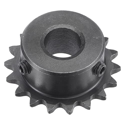 uxcell 18 Tooth Roller Sprocket B Type, #25 Chain, Single Strand 1/4" Pitch, 12mm Bore Black Oxide C45 Carbon Steel with Set Screws for ISO 04C - size: 12mm