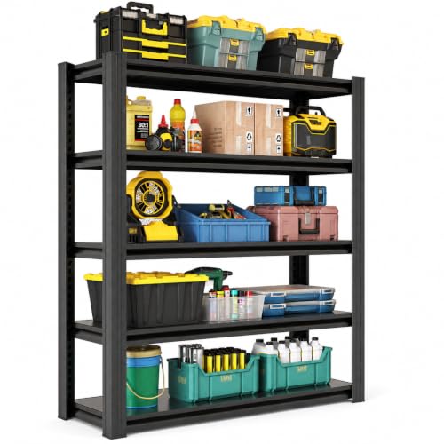 Heavy Duty 5 Tier Metal Garage Shelving, 78" H×47.5" W×18" D - size: 72"H × 36"W × 16"D