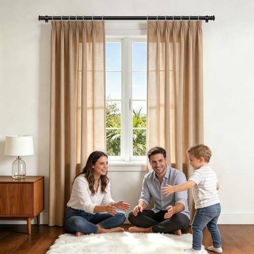 TONIAL Curtain Rods for Windows, 32 to 58 Inch, Black, Single Drapery Rod - color: Black, size: 32-58"
