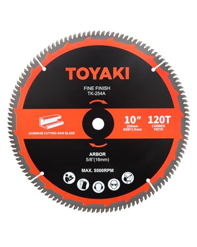 10-Inch Miter Saw Blade, TCG Aluminum Working 120-Tooth Ultra-Fine Finish Professional Saw Blade for Miter Saws Table Saws and Circular Saws,Arbor 5/8-inch(16mm) - size: 10"_120T_arbor(16mm)