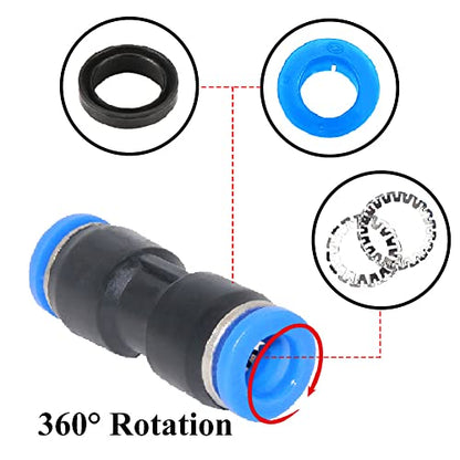 Beduan Push to Connect Fitting, 5/32" Tube OD Pneumatic Quick Adapter Tubing Air Hose Line Pipe Fitting (Pack of 12) - size: 4mm (12Pcs)