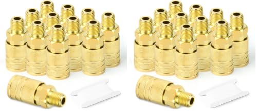 GASHER 12PCS 1/4-Inch Male Industrial Coupler,1/4 Inch NPT Male Threads Size, Quick Connect Air Coupler (Pack of 2) - size: 1/4" NPT Male Threads (Pack of 2)