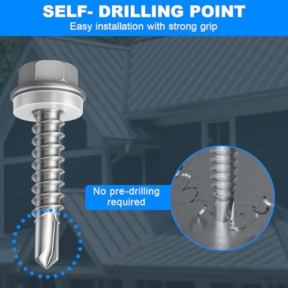 300Pcs Self Tapping Screws Sheet Metal Screws #8x1 - size: #8 x 1", style: 300