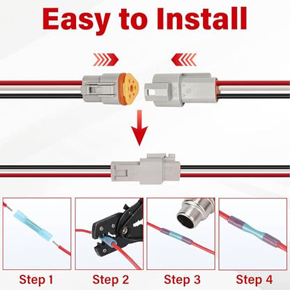 Deutsch DT 3 Pin Grey Male Female Wiring Harness Connector 6 Kits, 16 AWG - color: 6 Sets-Grey, size: 3Pin