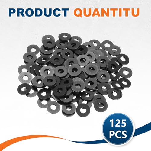 PATIKIL 125 Pcs Nylon Flat Washer M4 4mm ID 10mm OD 1mm THK Black - color: Black, size: 4mm x 10mm x 1mm