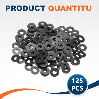 PATIKIL 125 Pcs Nylon Flat Washer M4 4mm ID 10mm OD 1mm THK Black - color: Black, size: 4mm x 10mm x 1mm