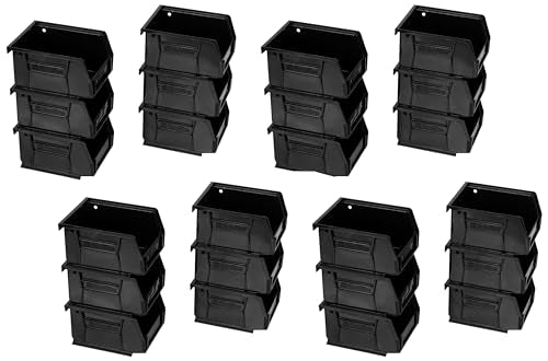 Akro-Mils 30210 AkroBins Plastic Storage Bins, Space-Saving Stackable Bins for Garage, Pantry, Craft Organization, 5" x 4" x 3", Black, (Pack of 24) - color: Black, size: 24 Pack