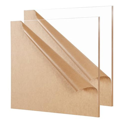 KAITELA Clear Cast Acrylic Sheet 12" x 12" x 1/4" Thick (6mm), Pack of 2 - size: 12" x 12", 1/4" Thick