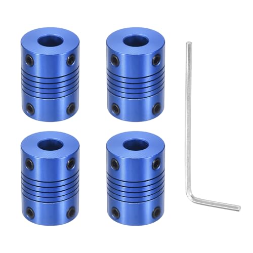 Flexible Shaft Coupling(6mm|8mm): 4 Pcs Blue Aluminum Alloy - color: Blue, size: 6mm x 8mm (19mm OD, 25mm L)