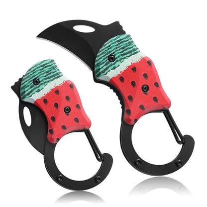 Small Pocket Knife for Women Men, Cute Folding Knife Box Cutter, Mini EDC Knives for Everyday Carry, Folding Utility Knife with Unique Watermelon Design, Ideal Gifts for Men and Women - color: Watermelon