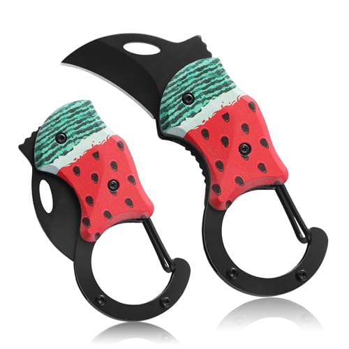 Small Pocket Knife for Women Men, Cute Folding Knife Box Cutter, Mini EDC Knives for Everyday Carry, Folding Utility Knife with Unique Watermelon Design, Ideal Gifts for Men and Women - color: Watermelon