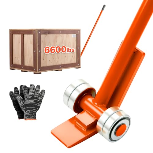 VEVOR Prylever Bar, 3T/6600lbs Load Capacity, 4.5FT Length Steel Handle Lever Dollyr with 2.8'' Wheels for Large Pallets, Heavy Items, Concrete Blocks, Heavy Duty Equipment Handling - size: 3T-4.5FT (1 Pack)