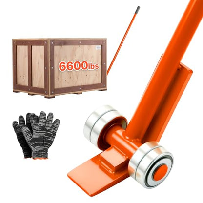 VEVOR Prylever Bar, 3T/6600lbs Load Capacity, 4.5FT Length Steel Handle Lever Dollyr with 2.8'' Wheels for Large Pallets, Heavy Items, Concrete Blocks, Heavy Duty Equipment Handling - size: 3T-4.5FT (1 Pack)