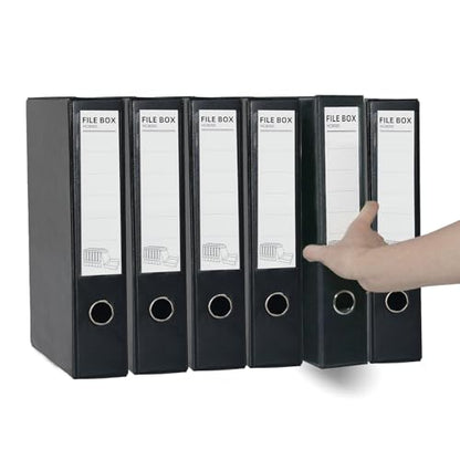 6 Pack Foldable A4 Box Files,Plastic Archive Folders（Black） - color: black, size: without clip
