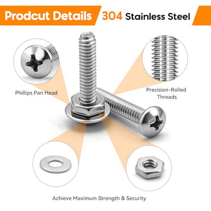 720PCS Machine Screw #10-24#8-32#6-32#4-40 Silver Assorted Screw Set - size: 720PCS #10-24#8-32#6-32#4-40