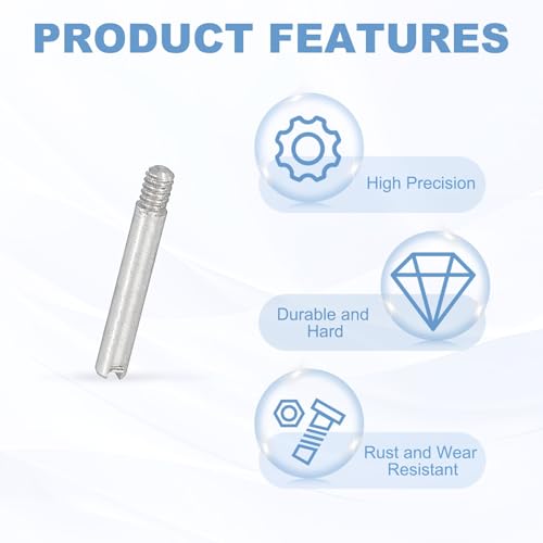 PATIKIL M2 x 14mm Slotted Cylindrical Pin, 15 Pcs 304 Stainless Steel Dowel External Thread Slotted Pin Screw for Home Furniture Cabinet Improvement, Silver Tone - size: M2 x 14mm