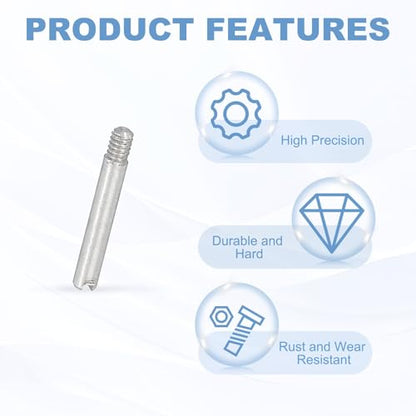 PATIKIL M2 x 14mm Slotted Cylindrical Pin, 15 Pcs 304 Stainless Steel Dowel External Thread Slotted Pin Screw for Home Furniture Cabinet Improvement, Silver Tone - size: M2 x 14mm