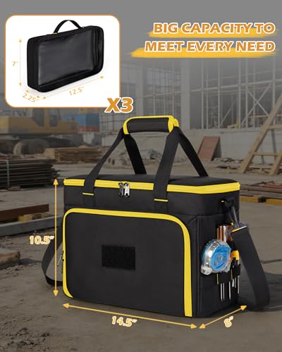 Marscamd 2 Layers Tool Bag with 3 Clear Window Removable Cases - color: Black/Yellow