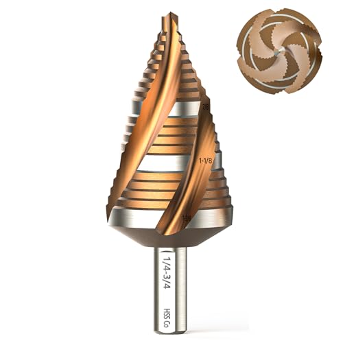 Unibit Step Drill bit for Metal, M35 Cobalt Step Bit, 7/8"-1-3/8", 19 Step - size: M35 7/8" - 1-3/8"
