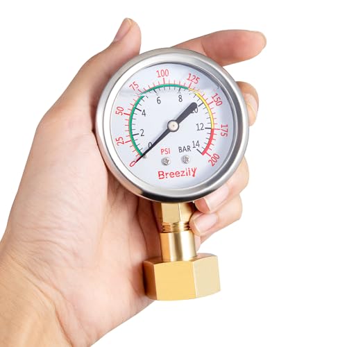 Water Test Pressure Gauge,2.5" Dial,0-200PSI/0-1.4MPA,Glycerin Liquid Filled Pressure Gauge,1/4" NPTthread,with 1/4 to 3/4adapter（Movable, Flexible），for Water Oil Air Pressure Test - size: Gauge | 1/4 to 3/4 Adapter